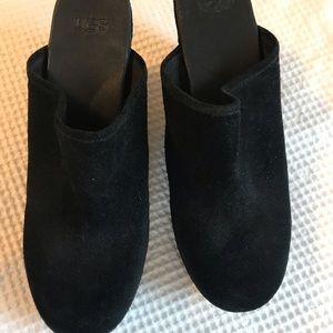 Ugg platform black suede mule.  - never worn